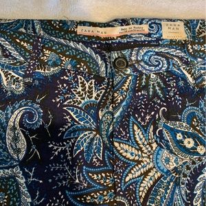 ZARA MAN PAISLEY PATTERN BLUE SLACKS/PANTS size 30 waist